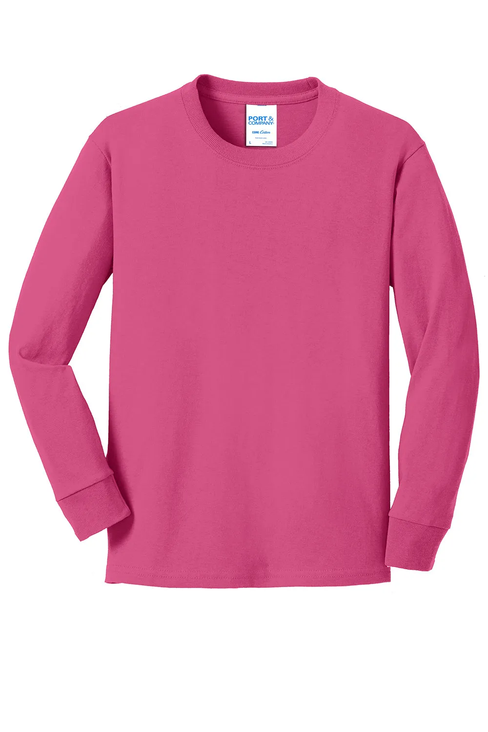 Port & Company Youth Core Long Sleeve Crewneck T-Shirt - Sangria Pink  Buy the latest Clothing Port-Company