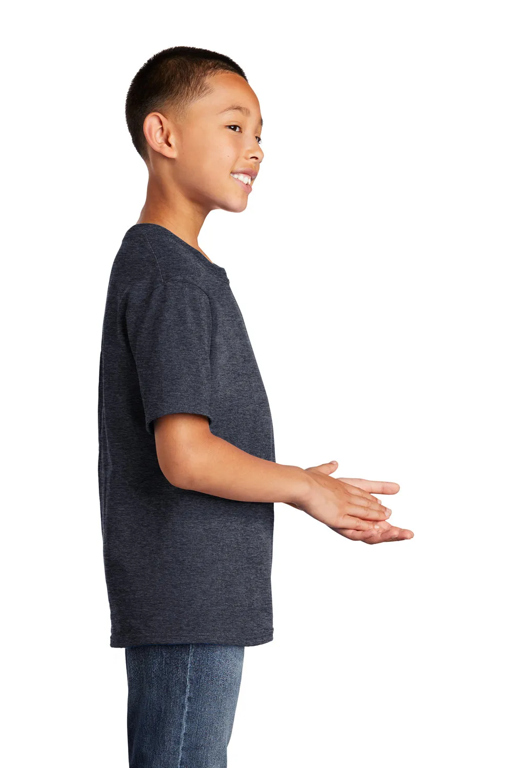 Port & Company Youth Core Short Sleeve Crewneck T-Shirt - Heather Navy Blue  Buy the latest Clothing Port-Company
