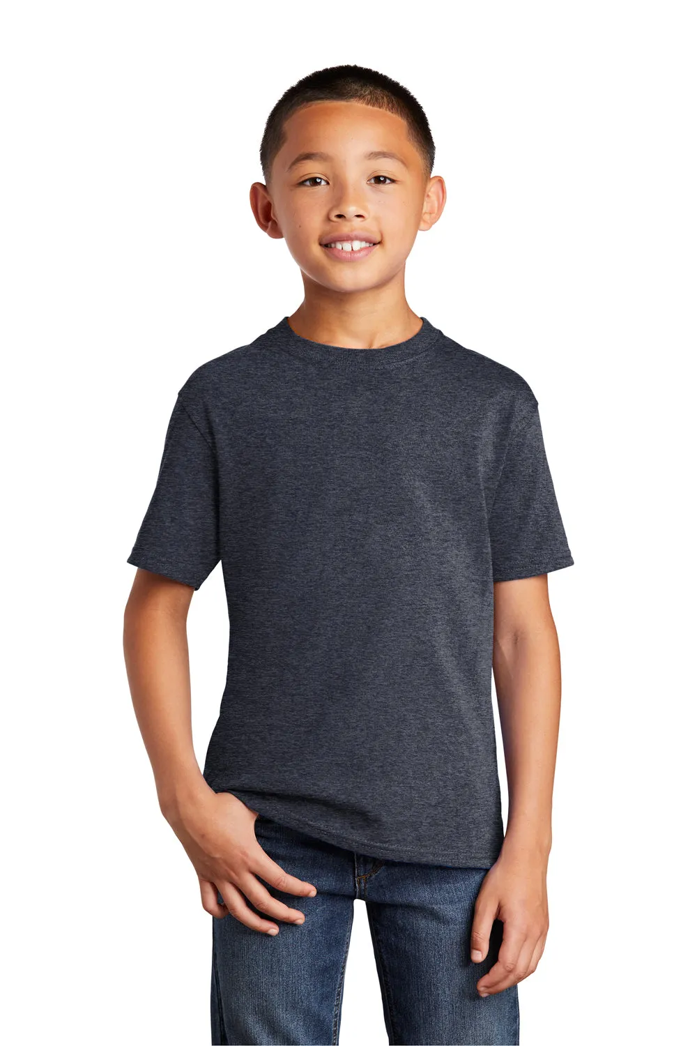 Port & Company Youth Core Short Sleeve Crewneck T-Shirt - Heather Navy Blue  Buy the latest Clothing Port-Company