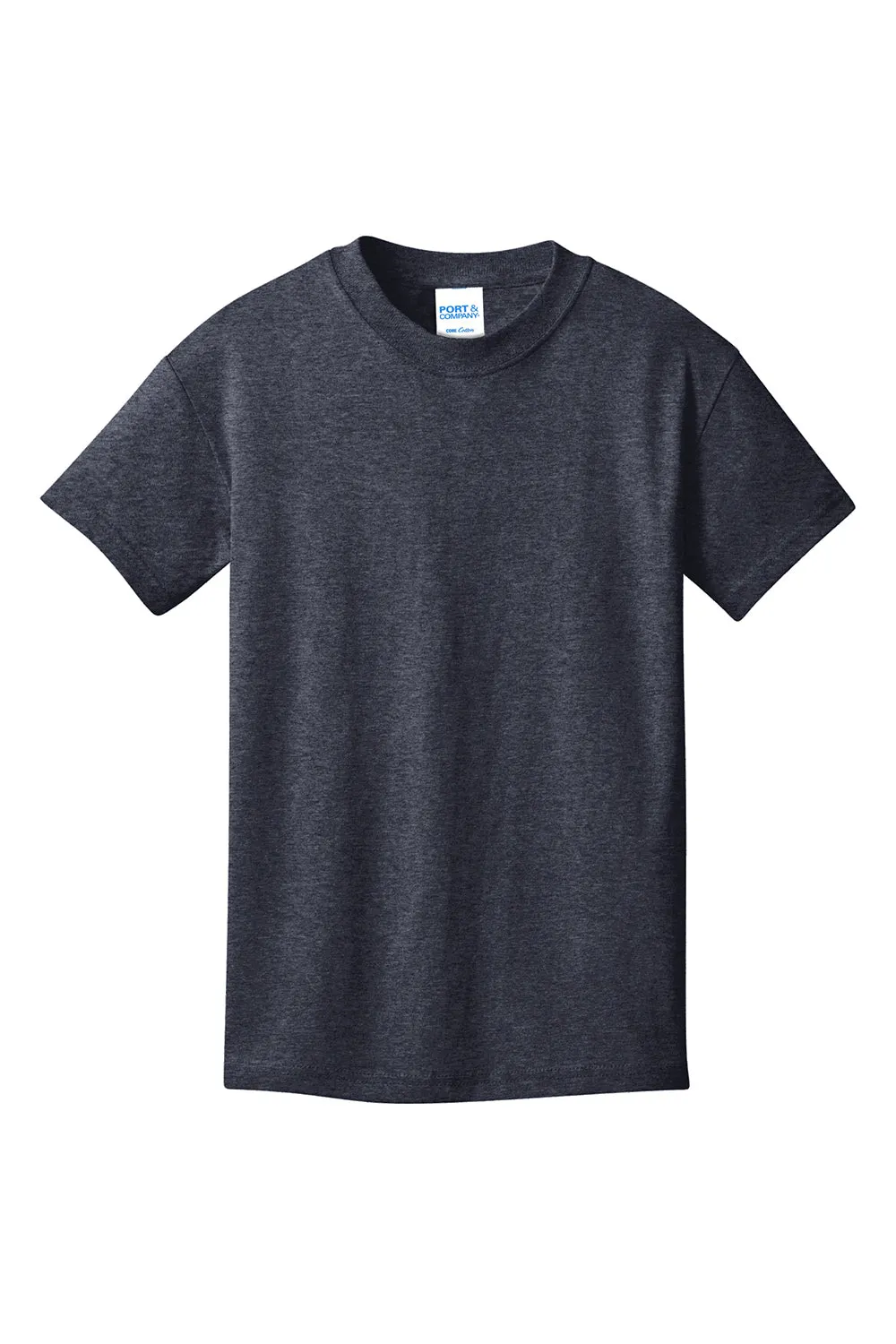 Port & Company Youth Core Short Sleeve Crewneck T-Shirt - Heather Navy Blue  Buy the latest Clothing Port-Company