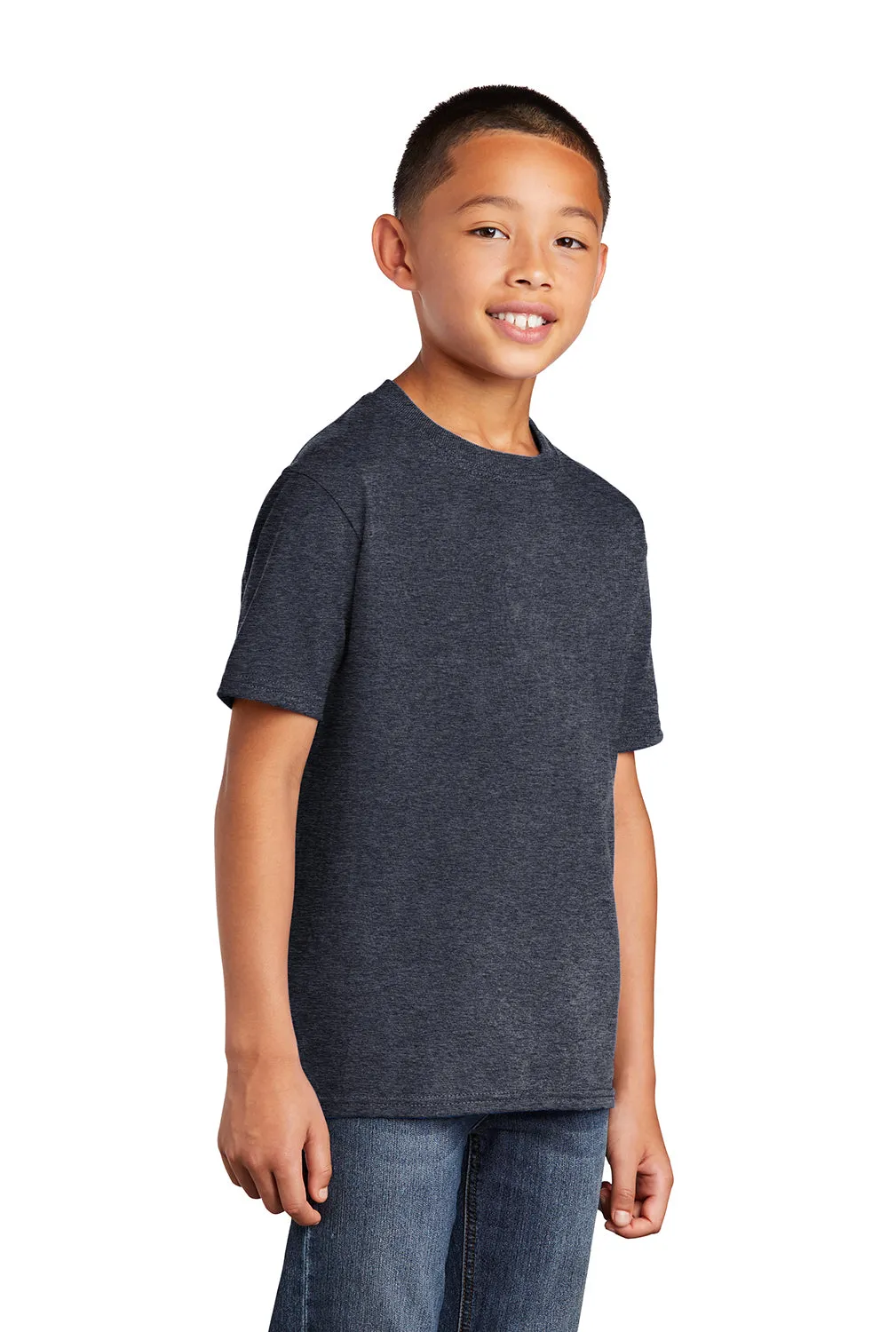Port & Company Youth Core Short Sleeve Crewneck T-Shirt - Heather Navy Blue  Buy the latest Clothing Port-Company