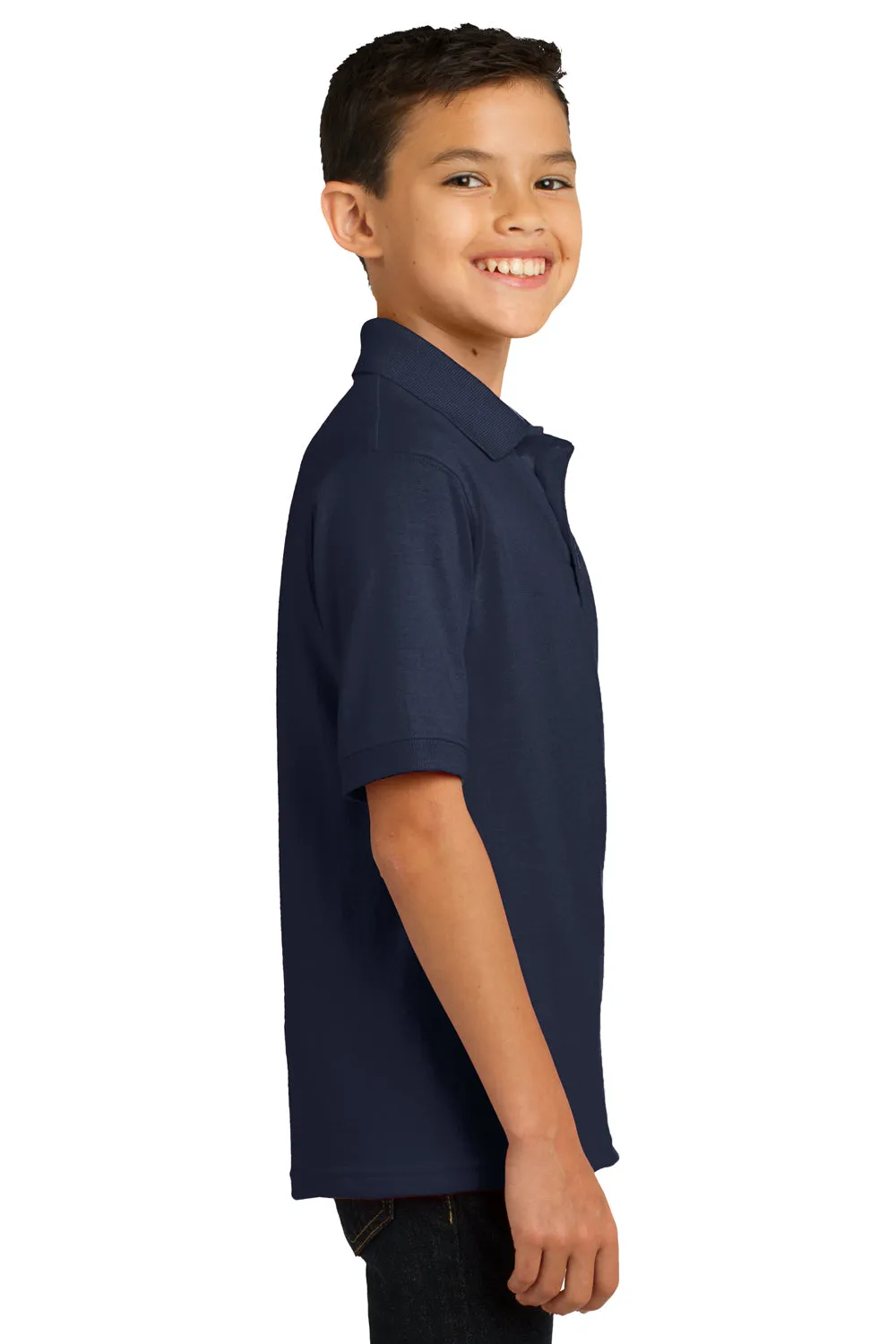 Port & Company Youth Core Stain Resistant Short Sleeve Polo Shirt - Deep Navy Blue  Buy the latest Clothing Port-Company