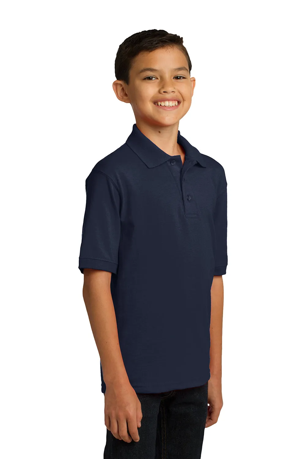 Port & Company Youth Core Stain Resistant Short Sleeve Polo Shirt - Deep Navy Blue  Buy the latest Clothing Port-Company