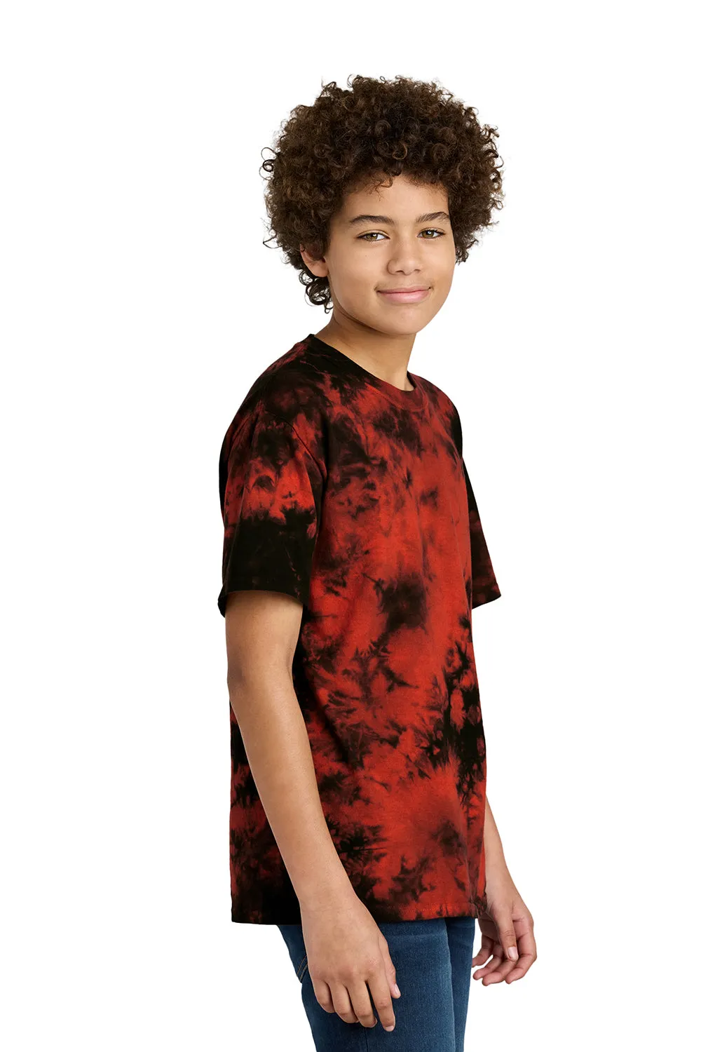 Port & Company Youth Crystal Tie-Dye Short Sleeve Crewneck T-Shirt - Black/Red  Buy the latest Clothing Port-Company