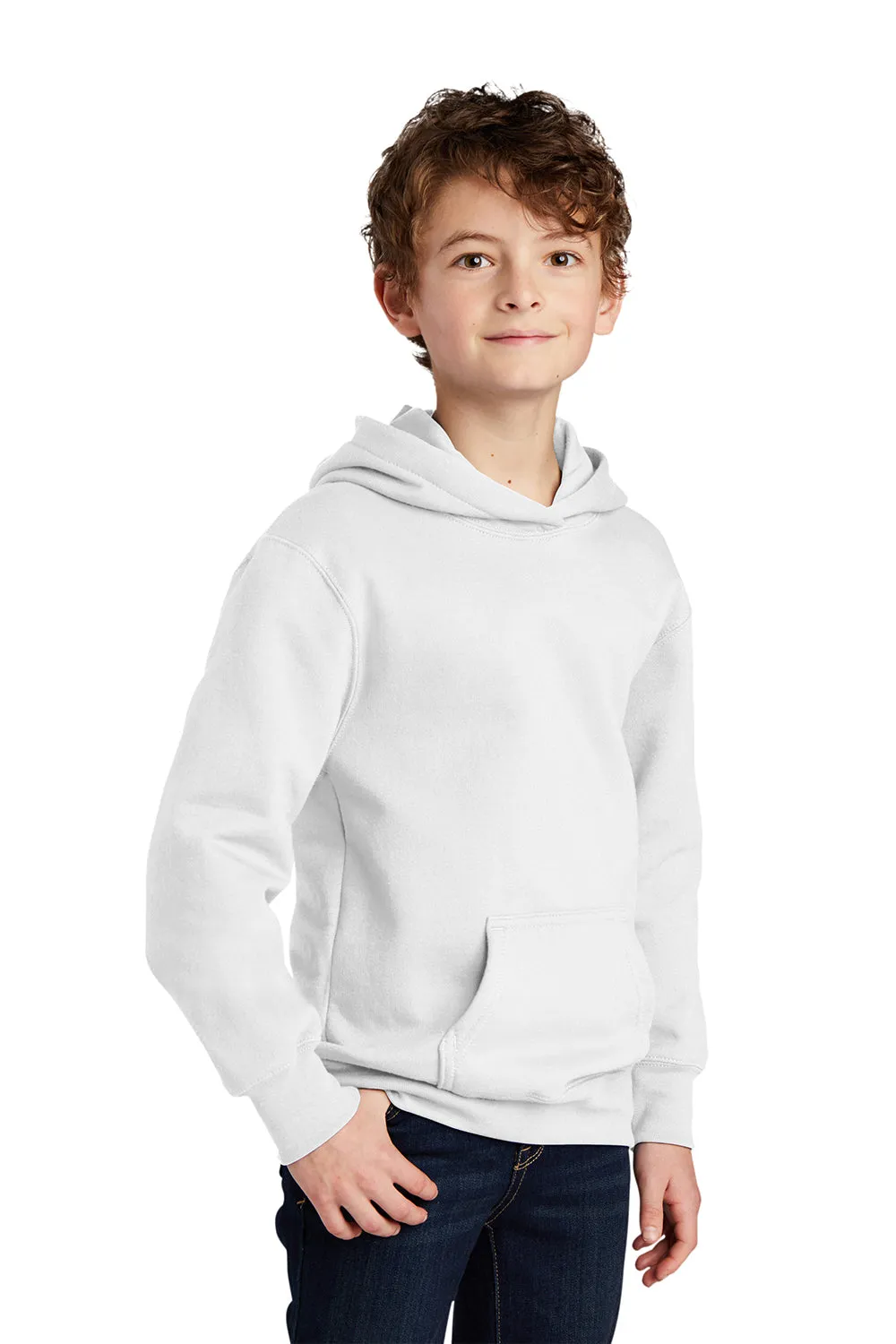 Port & Company Youth Fan Favorite Fleece Hooded Sweatshirt Hoodie w/ Pouch Pocket - White  Buy the latest Clothing Port-Company