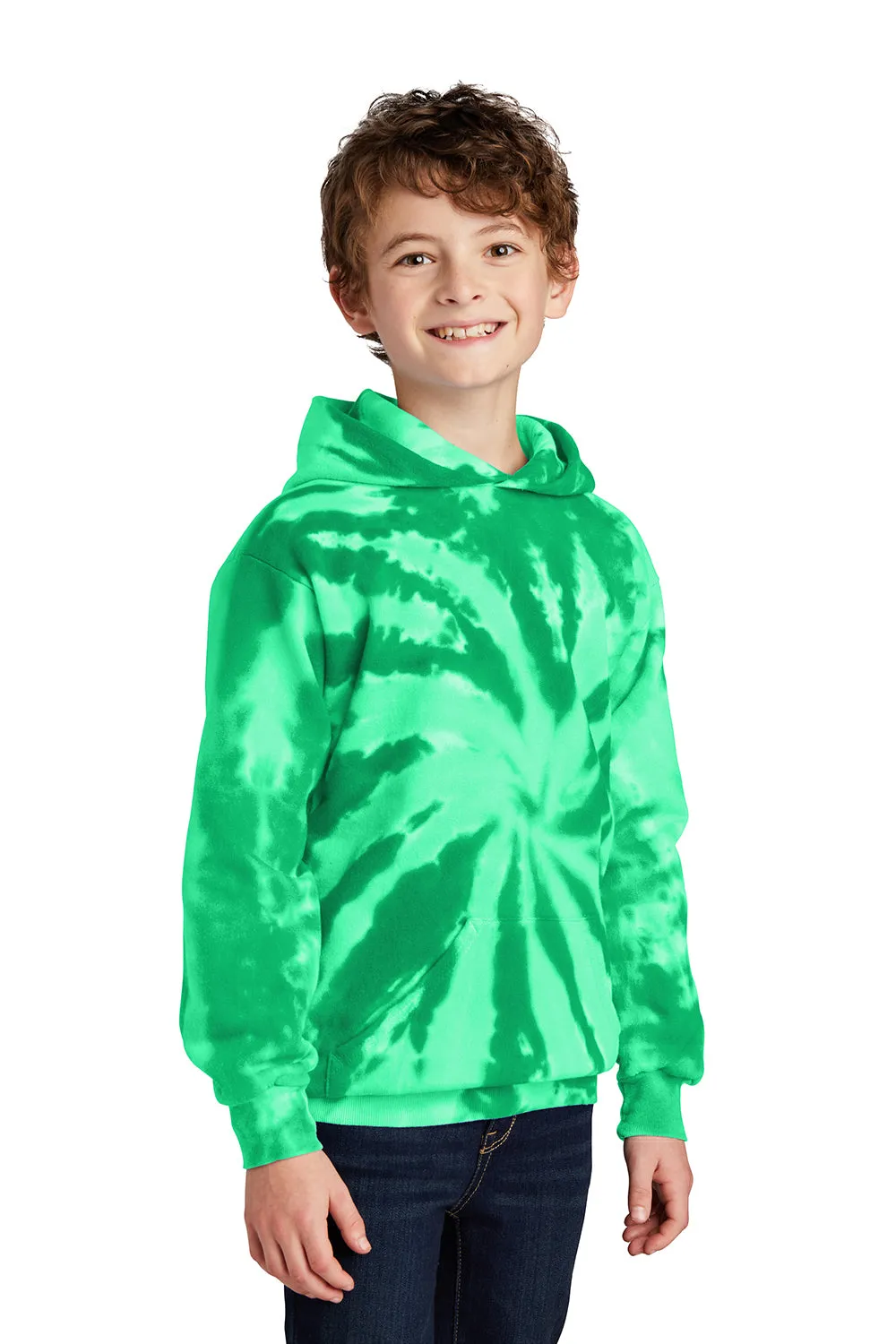 Port & Company Youth Tie-Dye Fleece Hooded Sweatshirt Hoodie w/ Pouch Pocket - Kelly Green  Buy the latest Clothing Port-Company