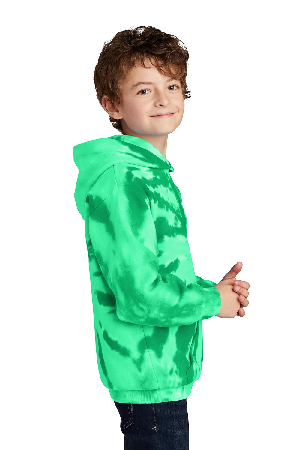 Port & Company Youth Tie-Dye Fleece Hooded Sweatshirt Hoodie w/ Pouch Pocket - Kelly Green  Buy the latest Clothing Port-Company