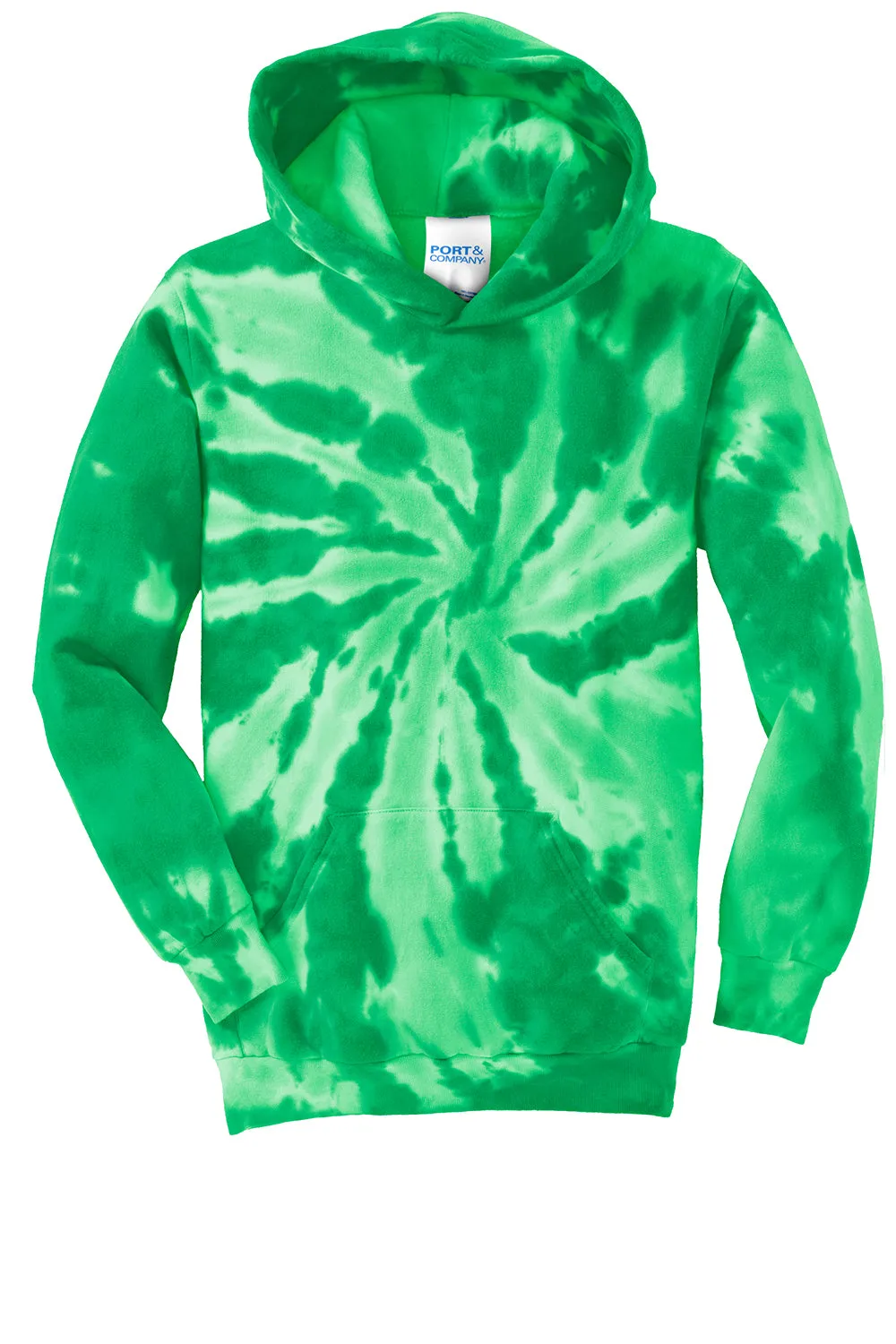 Port & Company Youth Tie-Dye Fleece Hooded Sweatshirt Hoodie w/ Pouch Pocket - Kelly Green  Buy the latest Clothing Port-Company