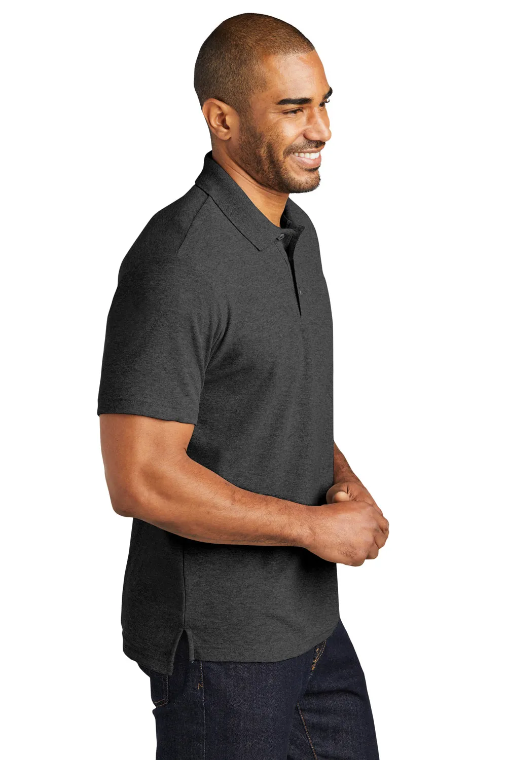 Port Authority Mens C-FREE Pique Short Sleeve Polo Shirt - Heather Charcoal Grey  Premium quality Clothing Port-Authority