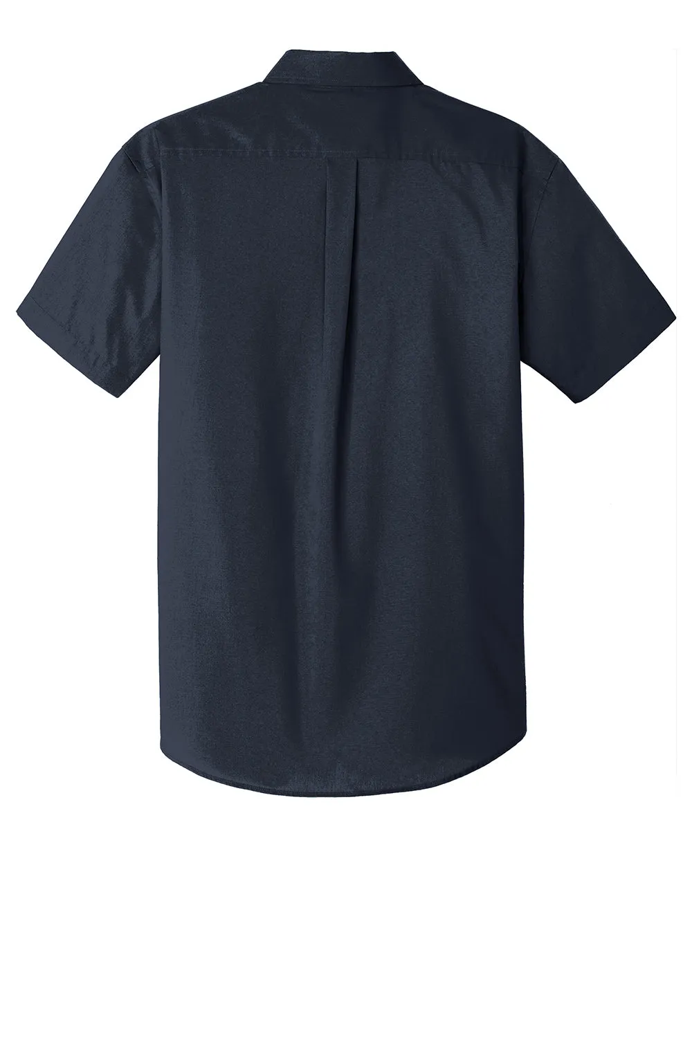 Port Authority Mens Carefree Stain Resistant Short Sleeve Button Down Shirt w/ Pocket - River Navy Blue  Premium quality Clothing Port-Authority