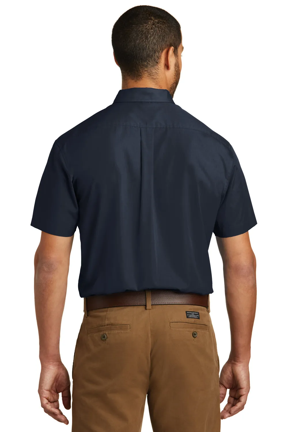 Port Authority Mens Carefree Stain Resistant Short Sleeve Button Down Shirt w/ Pocket - River Navy Blue  Premium quality Clothing Port-Authority