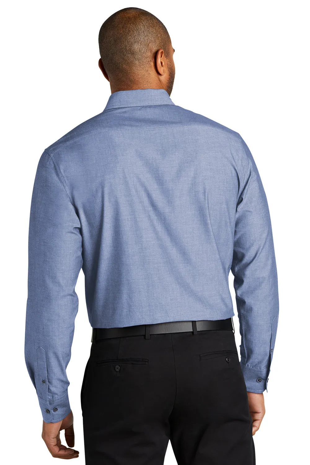 Port Authority Mens Chambray Easy Care Long Sleeve Button Down Shirt w/ Pocket - Moonlight Blue - Closeout  Premium quality Clothing Port-Authority