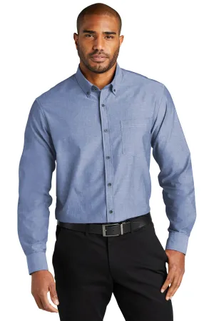 Port Authority Mens Chambray Easy Care Long Sleeve Button Down Shirt w/ Pocket - Moonlight Blue - Closeout  Premium quality Clothing Port-Authority