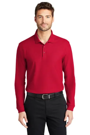 Port Authority Mens Core Classic Long Sleeve Polo Shirt - Rich Red  Premium quality Clothing Port-Authority