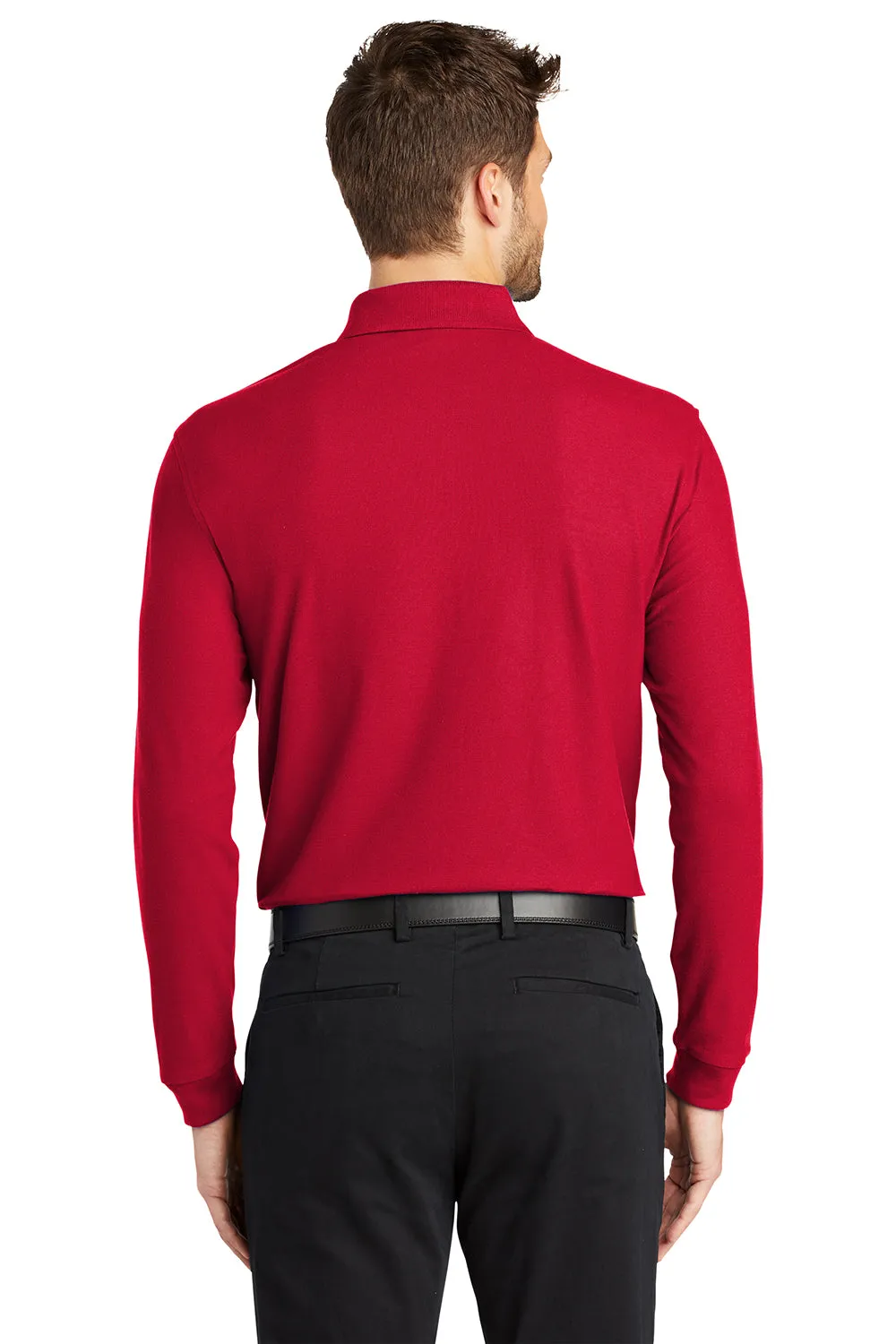 Port Authority Mens Core Classic Long Sleeve Polo Shirt - Rich Red  Premium quality Clothing Port-Authority