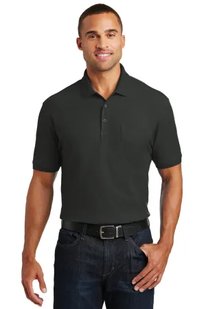 Port Authority Mens Core Classic Short Sleeve Polo Shirt w/ Pocket - Deep Black  Premium quality Clothing Port-Authority