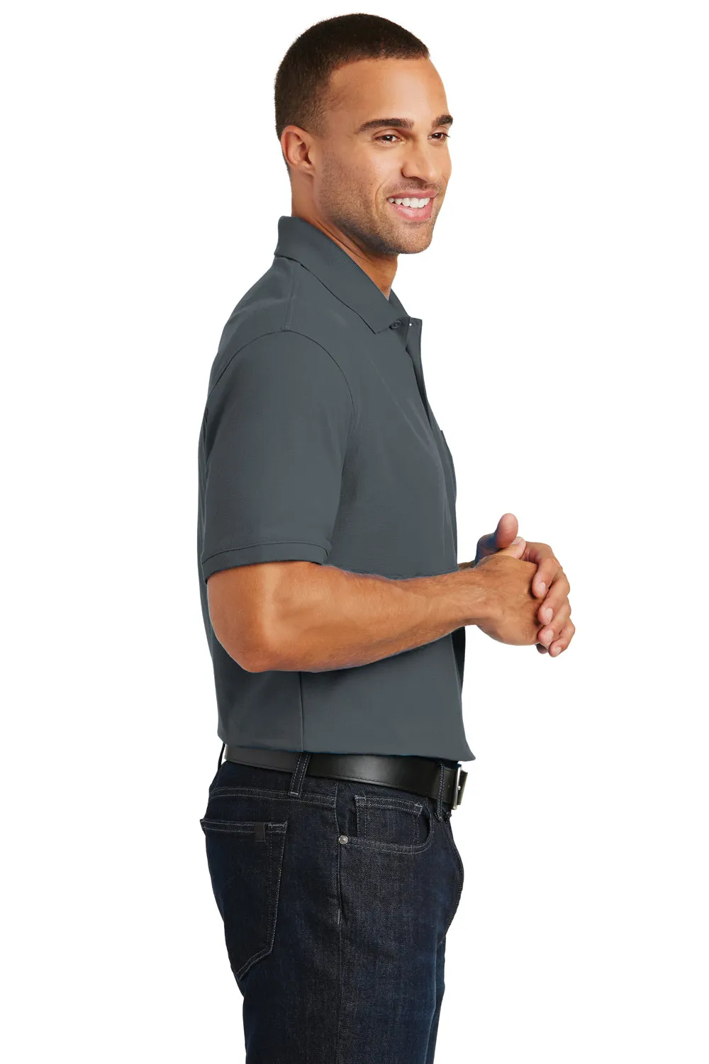Port Authority Mens Core Classic Short Sleeve Polo Shirt w/ Pocket - Graphite Grey  Premium quality Clothing Port-Authority