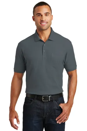 Port Authority Mens Core Classic Short Sleeve Polo Shirt w/ Pocket - Graphite Grey  Premium quality Clothing Port-Authority