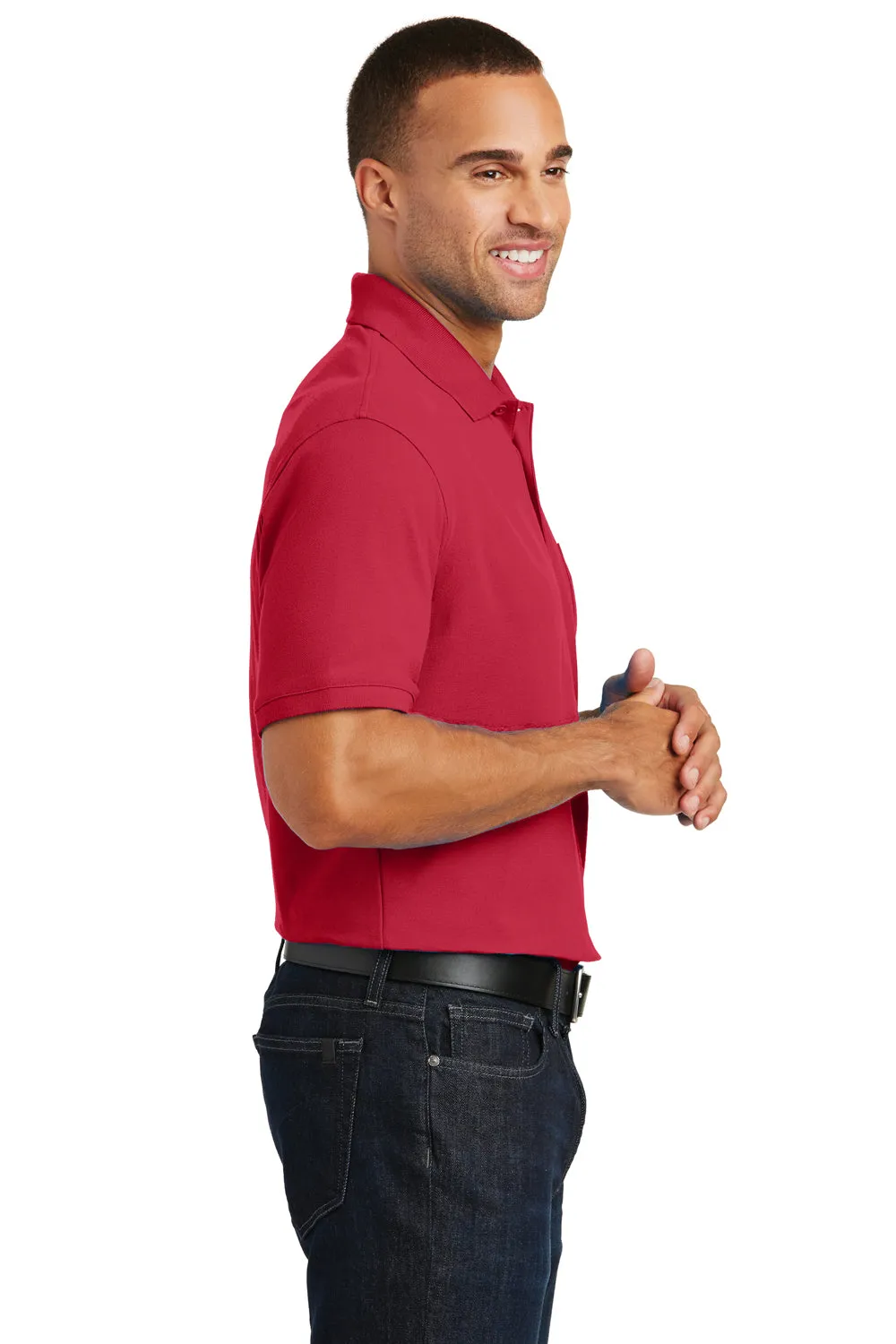Port Authority Mens Core Classic Short Sleeve Polo Shirt w/ Pocket - Rich Red  Premium quality Clothing Port-Authority