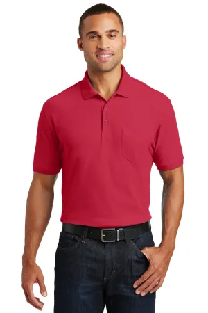 Port Authority Mens Core Classic Short Sleeve Polo Shirt w/ Pocket - Rich Red  Premium quality Clothing Port-Authority