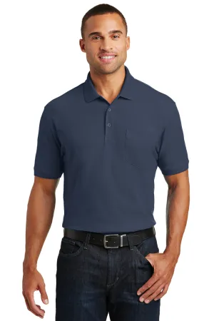 Port Authority Mens Core Classic Short Sleeve Polo Shirt w/ Pocket - River Navy Blue  Premium quality Clothing Port-Authority