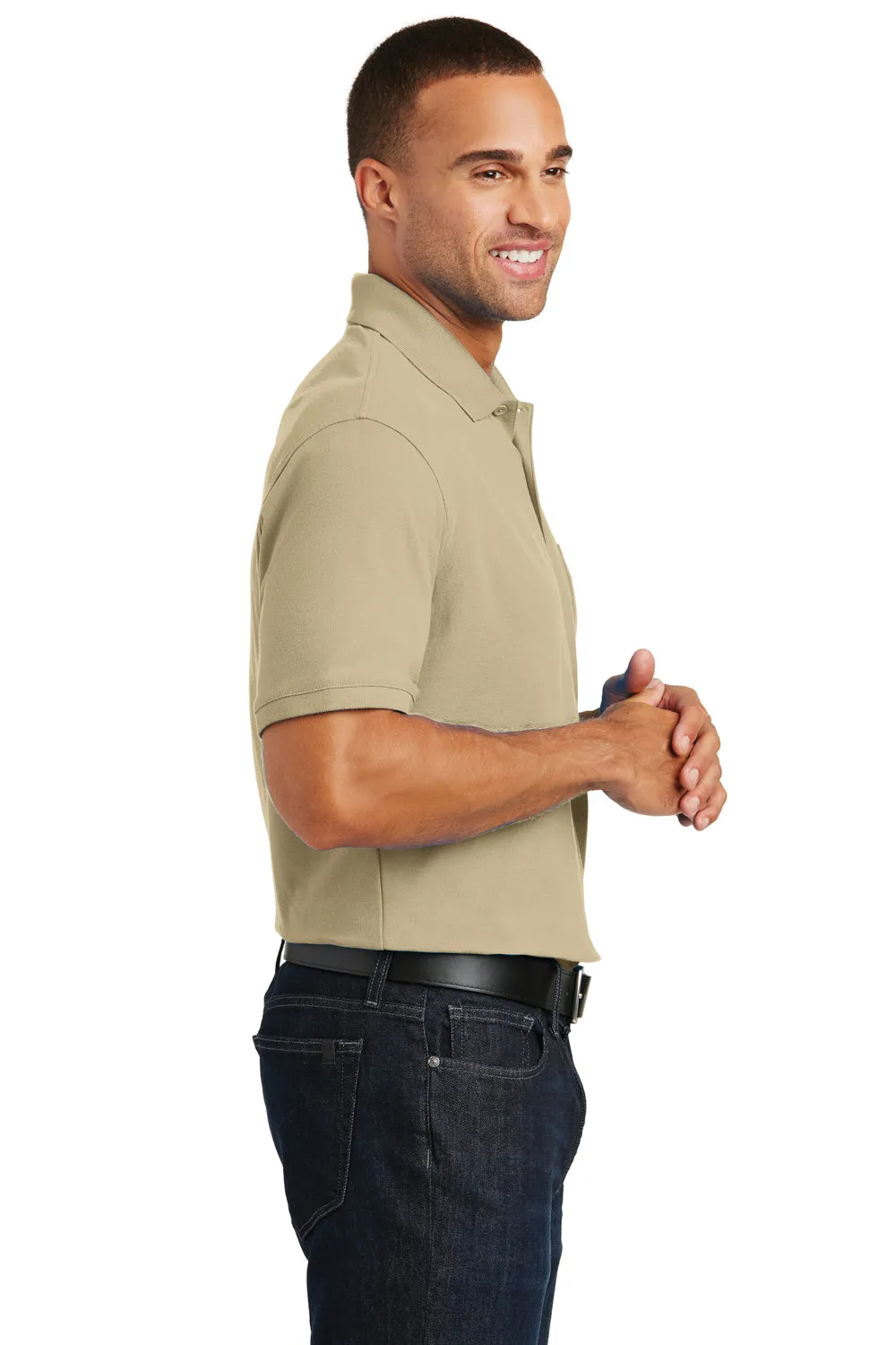 Port Authority Mens Core Classic Short Sleeve Polo Shirt w/ Pocket - Wheat - Closeout  Premium quality Clothing Port-Authority