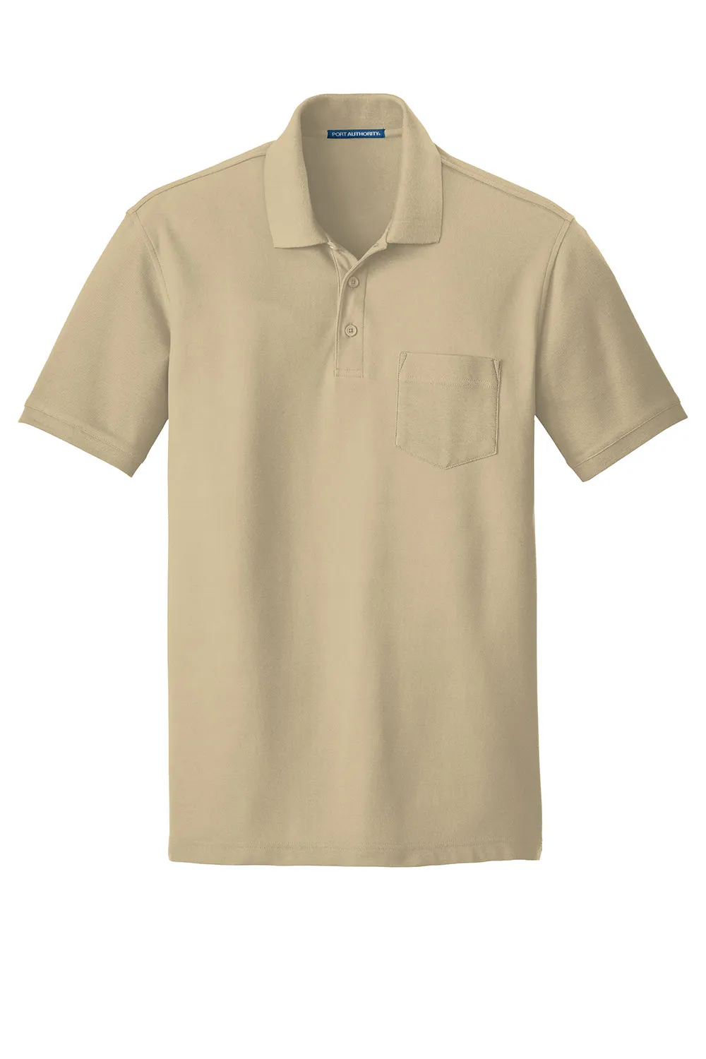 Port Authority Mens Core Classic Short Sleeve Polo Shirt w/ Pocket - Wheat - Closeout  Premium quality Clothing Port-Authority