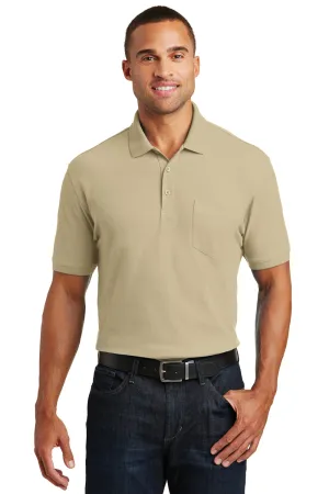 Port Authority Mens Core Classic Short Sleeve Polo Shirt w/ Pocket - Wheat - Closeout  Premium quality Clothing Port-Authority