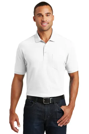 Port Authority Mens Core Classic Short Sleeve Polo Shirt w/ Pocket - White - Closeout  Premium quality Clothing Port-Authority