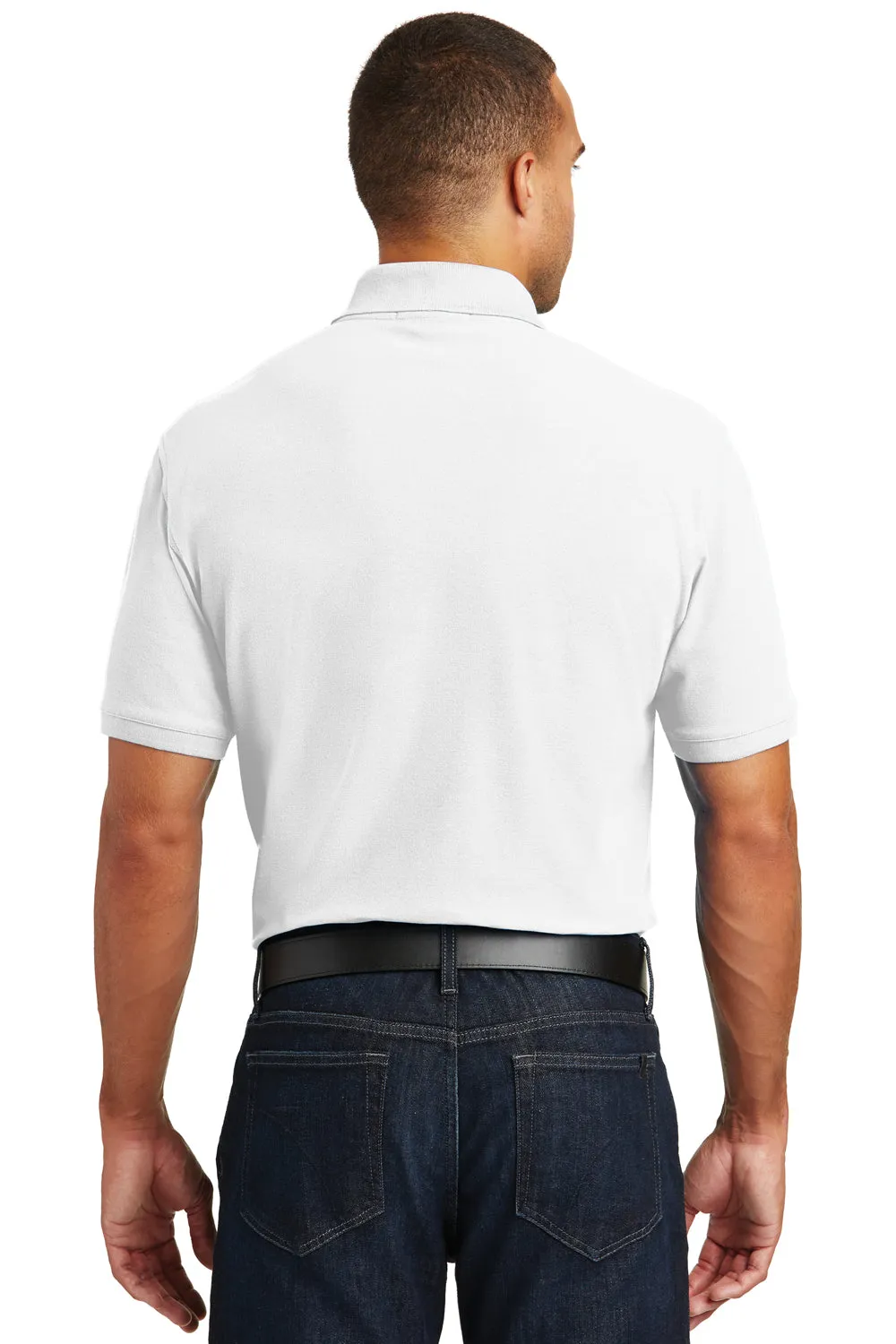 Port Authority Mens Core Classic Short Sleeve Polo Shirt w/ Pocket - White - Closeout  Premium quality Clothing Port-Authority