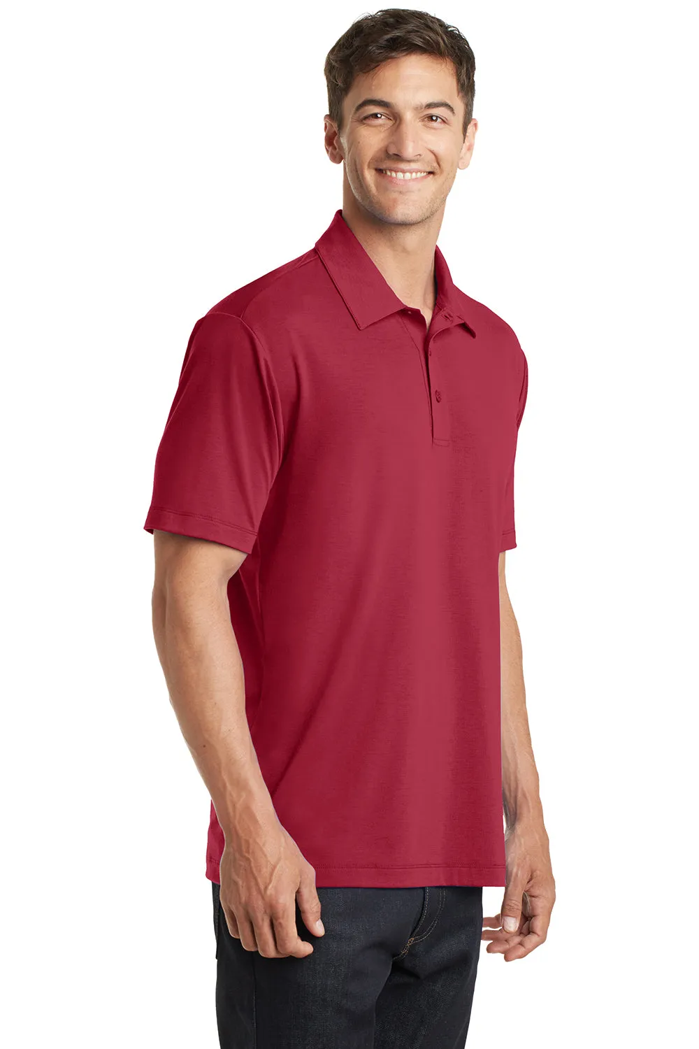 Port Authority Mens Cotton Touch Performance Moisture Wicking Short Sleeve Polo Shirt - Chili Red  Premium quality Clothing Port-Authority