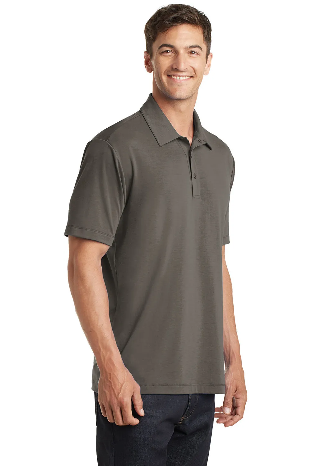 Port Authority Mens Cotton Touch Performance Moisture Wicking Short Sleeve Polo Shirt - Smoke Grey - Closeout  Premium quality Clothing Port-Authority