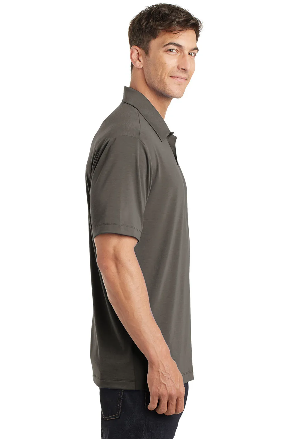 Port Authority Mens Cotton Touch Performance Moisture Wicking Short Sleeve Polo Shirt - Smoke Grey - Closeout  Premium quality Clothing Port-Authority