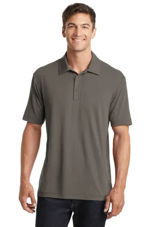 Port Authority Mens Cotton Touch Performance Moisture Wicking Short Sleeve Polo Shirt - Smoke Grey - Closeout  Premium quality Clothing Port-Authority