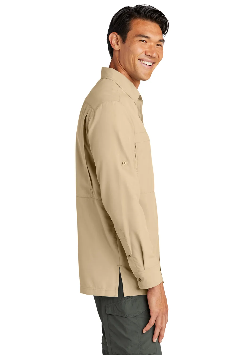 Port Authority Mens Daybreak Moisture Wicking Long Sleeve Button Down Shirt w/ Double Pockets - Oat  Premium quality Clothing Port-Authority