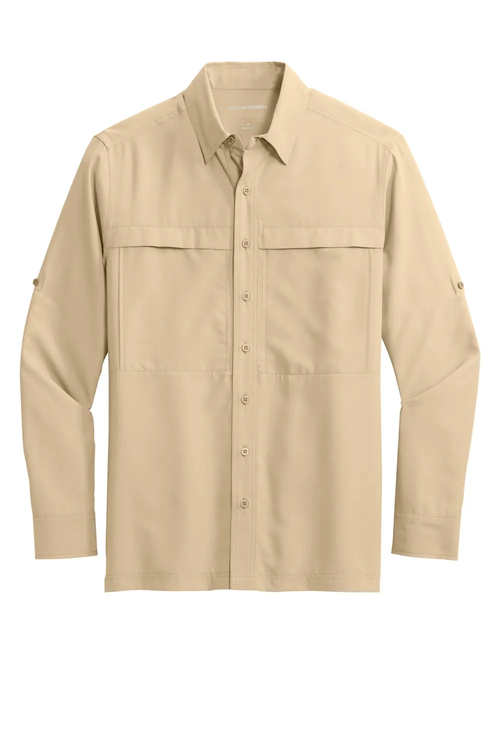 Port Authority Mens Daybreak Moisture Wicking Long Sleeve Button Down Shirt w/ Double Pockets - Oat  Premium quality Clothing Port-Authority