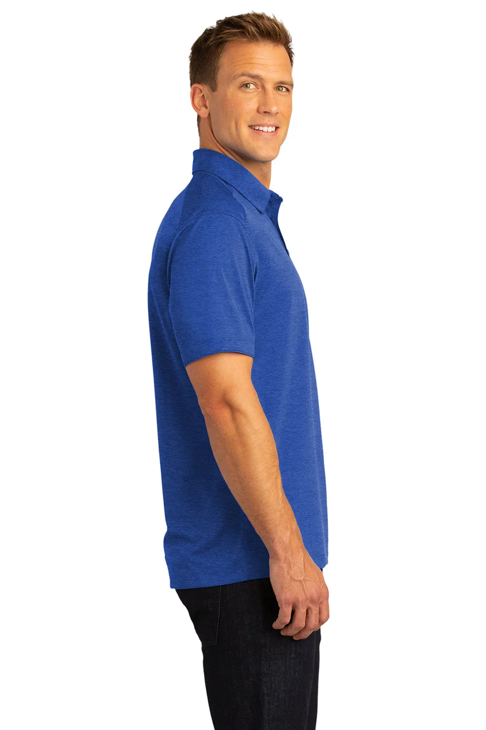 Port Authority Mens Digi Heather Performance Moisture Wicking Short Sleeve Polo Shirt - True Royal Blue  Premium quality Clothing Port-Authority