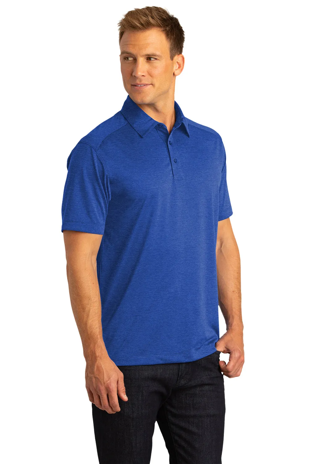 Port Authority Mens Digi Heather Performance Moisture Wicking Short Sleeve Polo Shirt - True Royal Blue  Premium quality Clothing Port-Authority