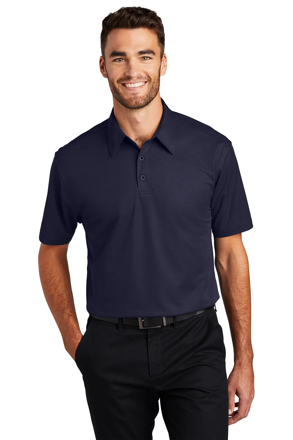 Port Authority Mens Dimension Moisture Wicking Short Sleeve Polo Shirt - Dark Navy Blue - Closeout  Premium quality Clothing Port-Authority