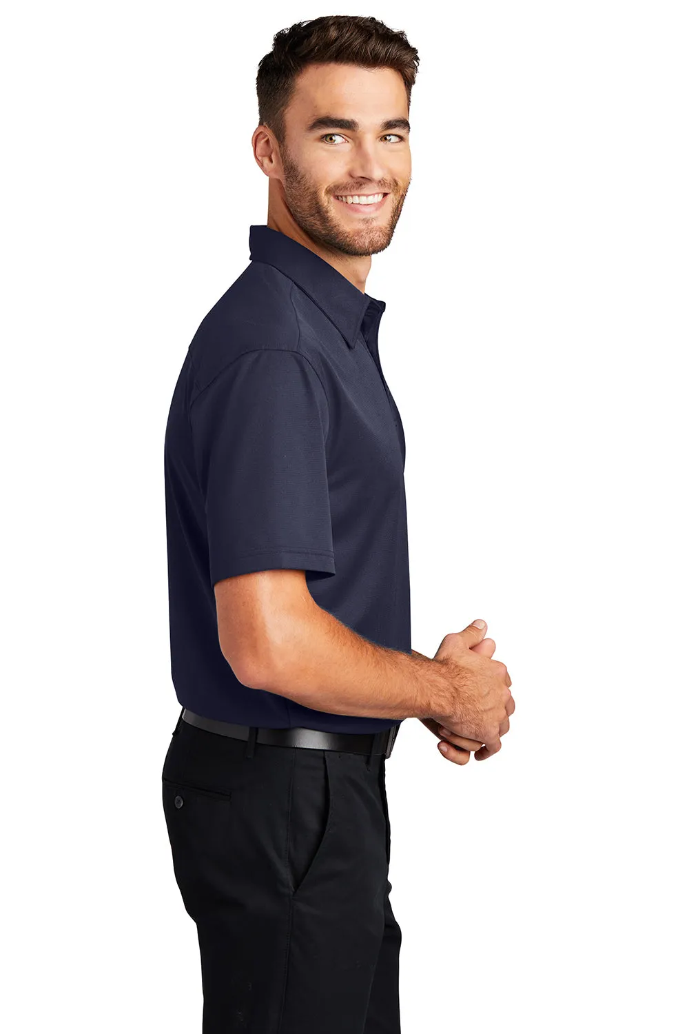 Port Authority Mens Dimension Moisture Wicking Short Sleeve Polo Shirt - Dark Navy Blue - Closeout  Premium quality Clothing Port-Authority