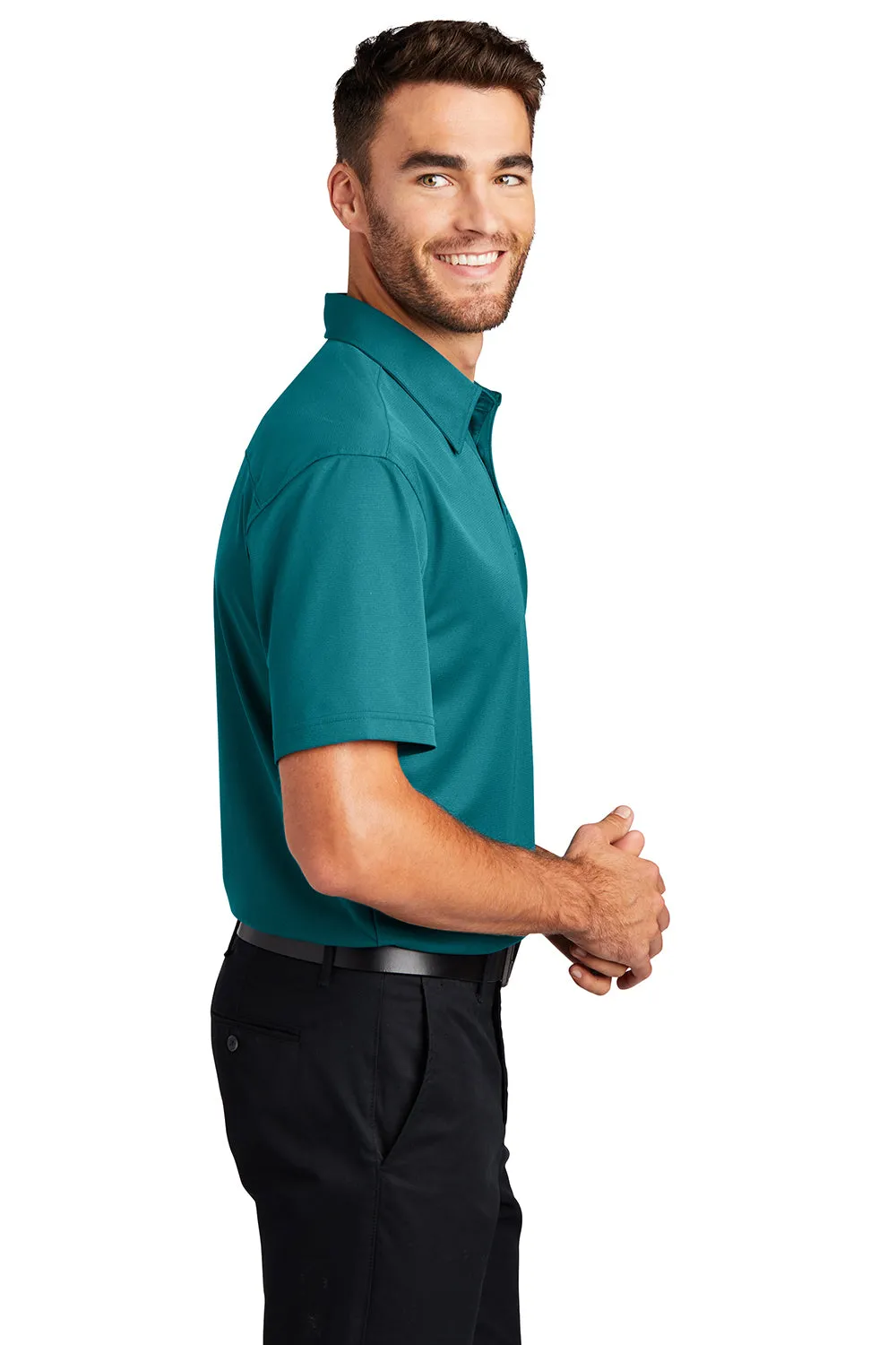 Port Authority Mens Dimension Moisture Wicking Short Sleeve Polo Shirt - Dark Teal Green - Closeout  Premium quality Clothing Port-Authority
