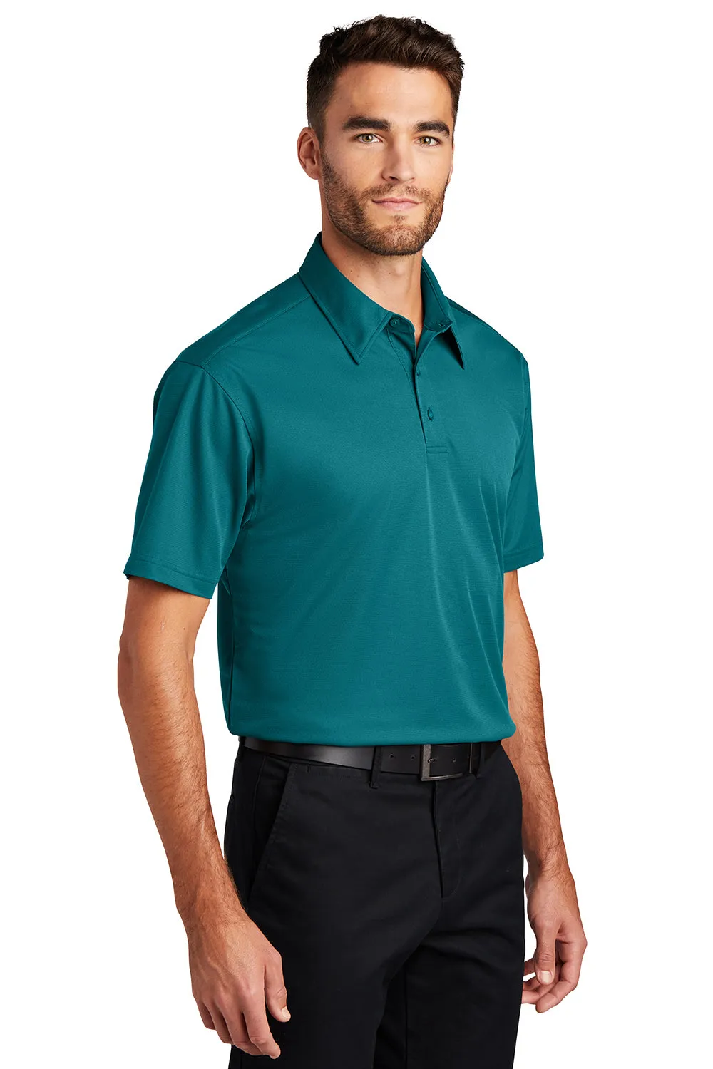 Port Authority Mens Dimension Moisture Wicking Short Sleeve Polo Shirt - Dark Teal Green - Closeout  Premium quality Clothing Port-Authority