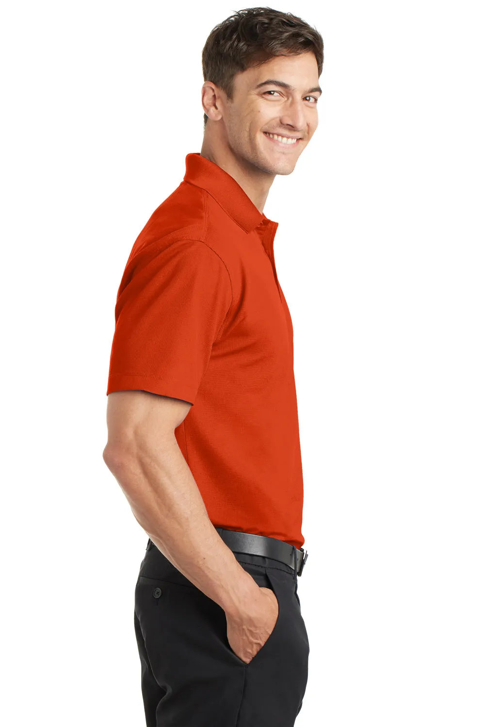 Port Authority Mens Dry Zone Moisture Wicking Short Sleeve Polo Shirt - Autumn Orange  Premium quality Clothing Port-Authority