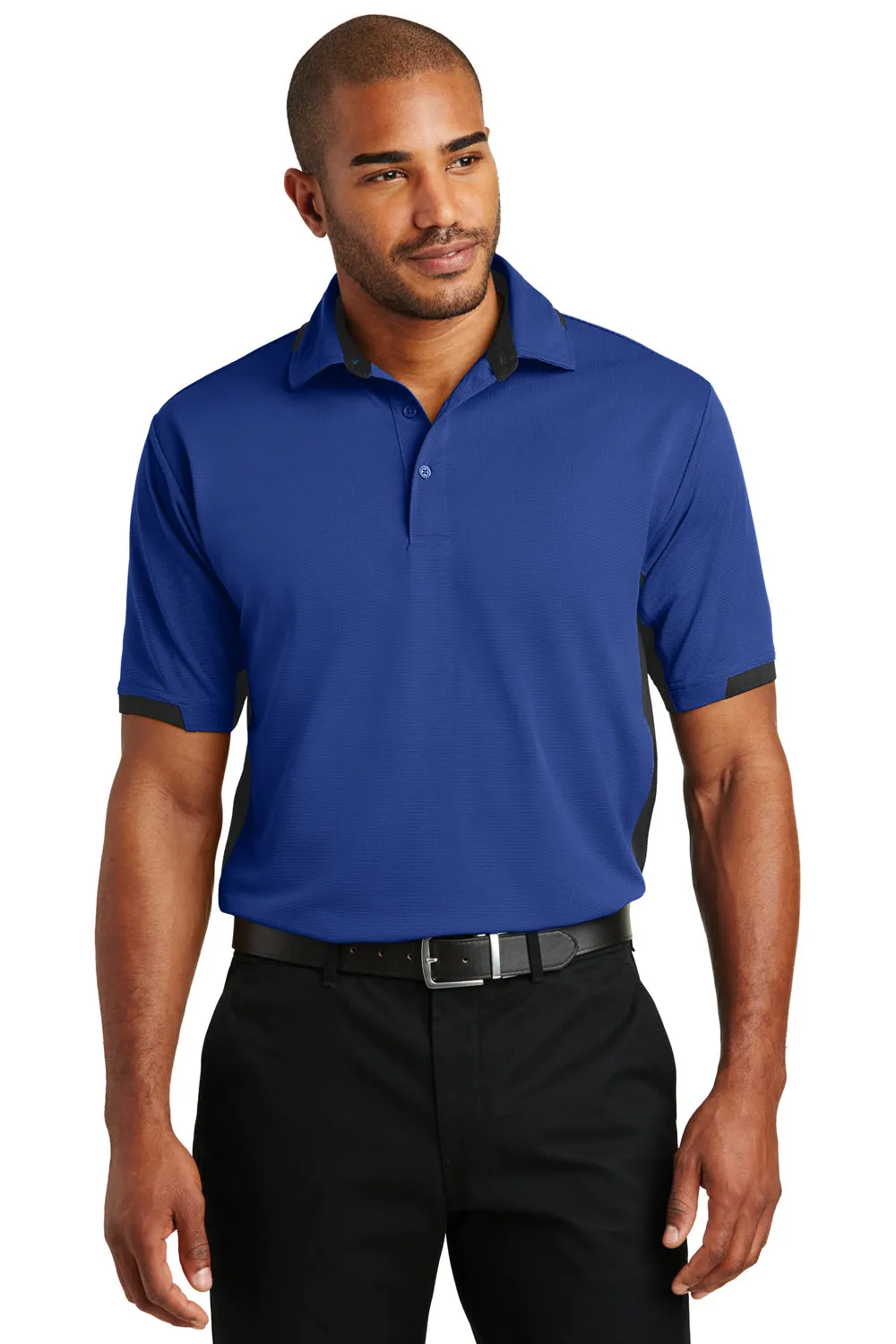 Port Authority Mens Dry Zone Moisture Wicking Short Sleeve Polo Shirt - Royal Blue/Black  Premium quality Clothing Port-Authority
