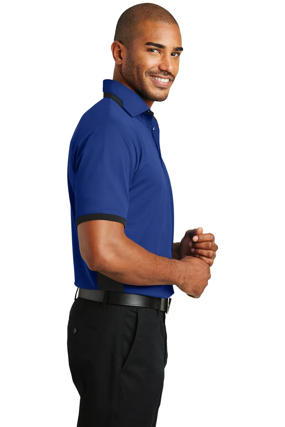 Port Authority Mens Dry Zone Moisture Wicking Short Sleeve Polo Shirt - Royal Blue/Black  Premium quality Clothing Port-Authority