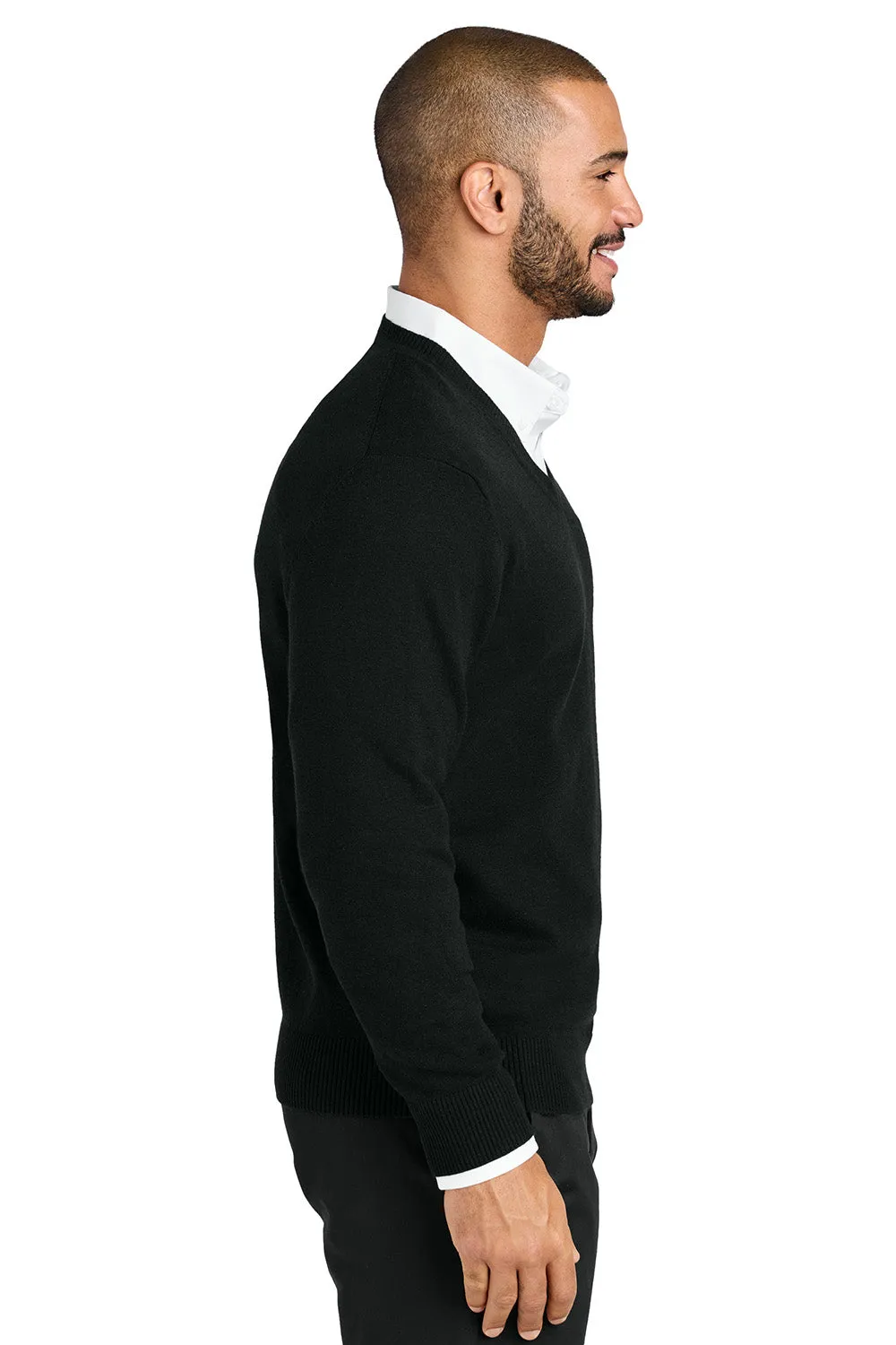 Port Authority Mens Easy Care Long Sleeve V-Neck Sweater - Deep Black  Premium quality Clothing Port-Authority