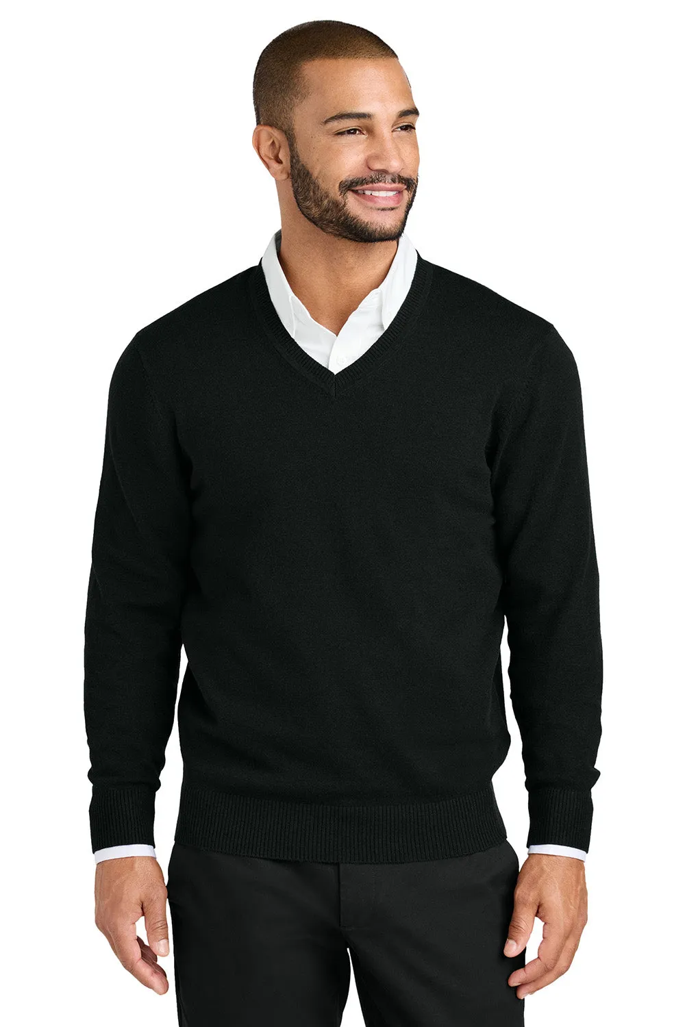Port Authority Mens Easy Care Long Sleeve V-Neck Sweater - Deep Black  Premium quality Clothing Port-Authority