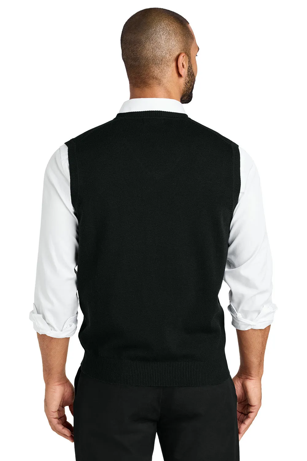 Port Authority Mens Easy Care V-Neck Sweater Vest - Deep Black  Premium quality Clothing Port-Authority