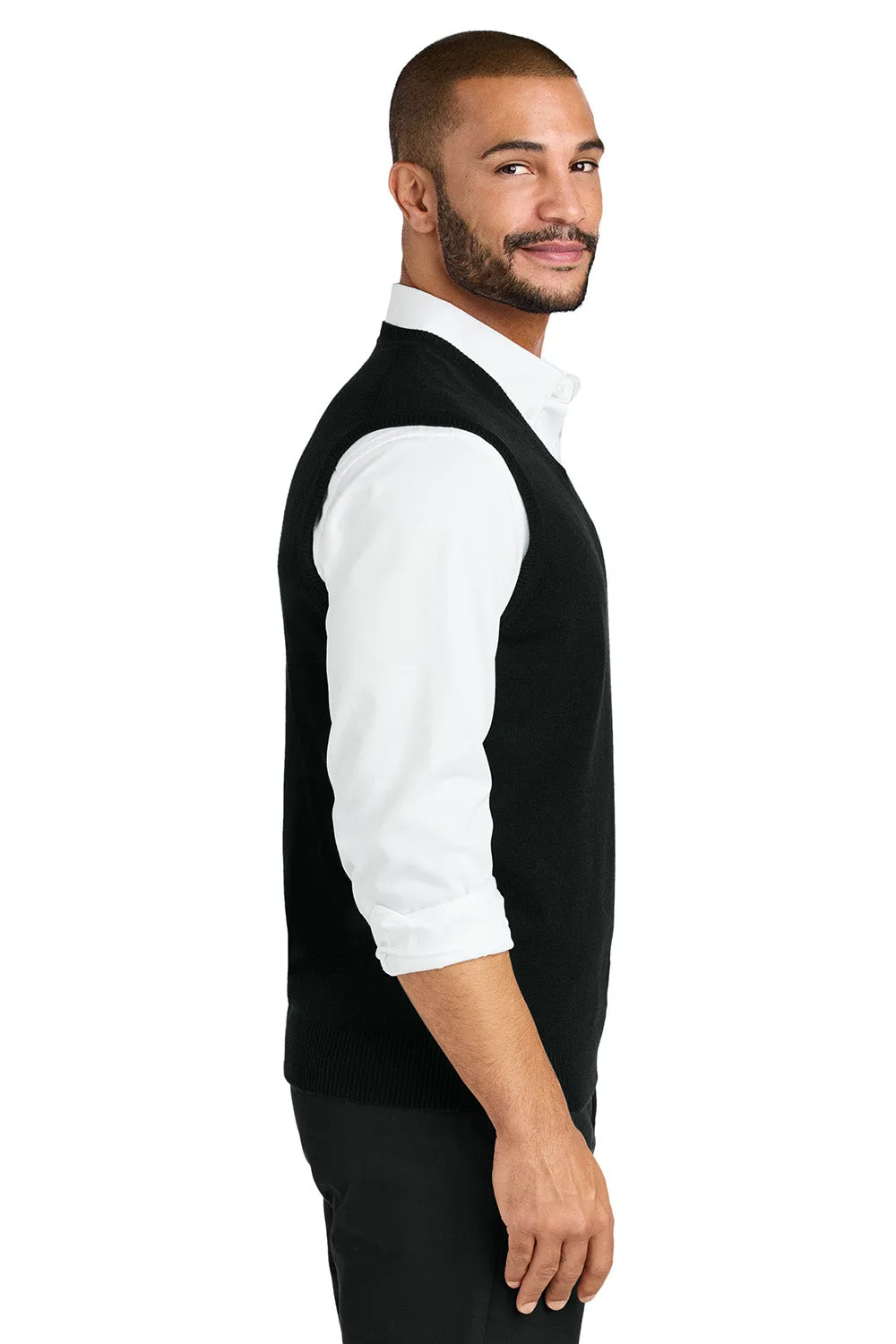 Port Authority Mens Easy Care V-Neck Sweater Vest - Deep Black  Premium quality Clothing Port-Authority