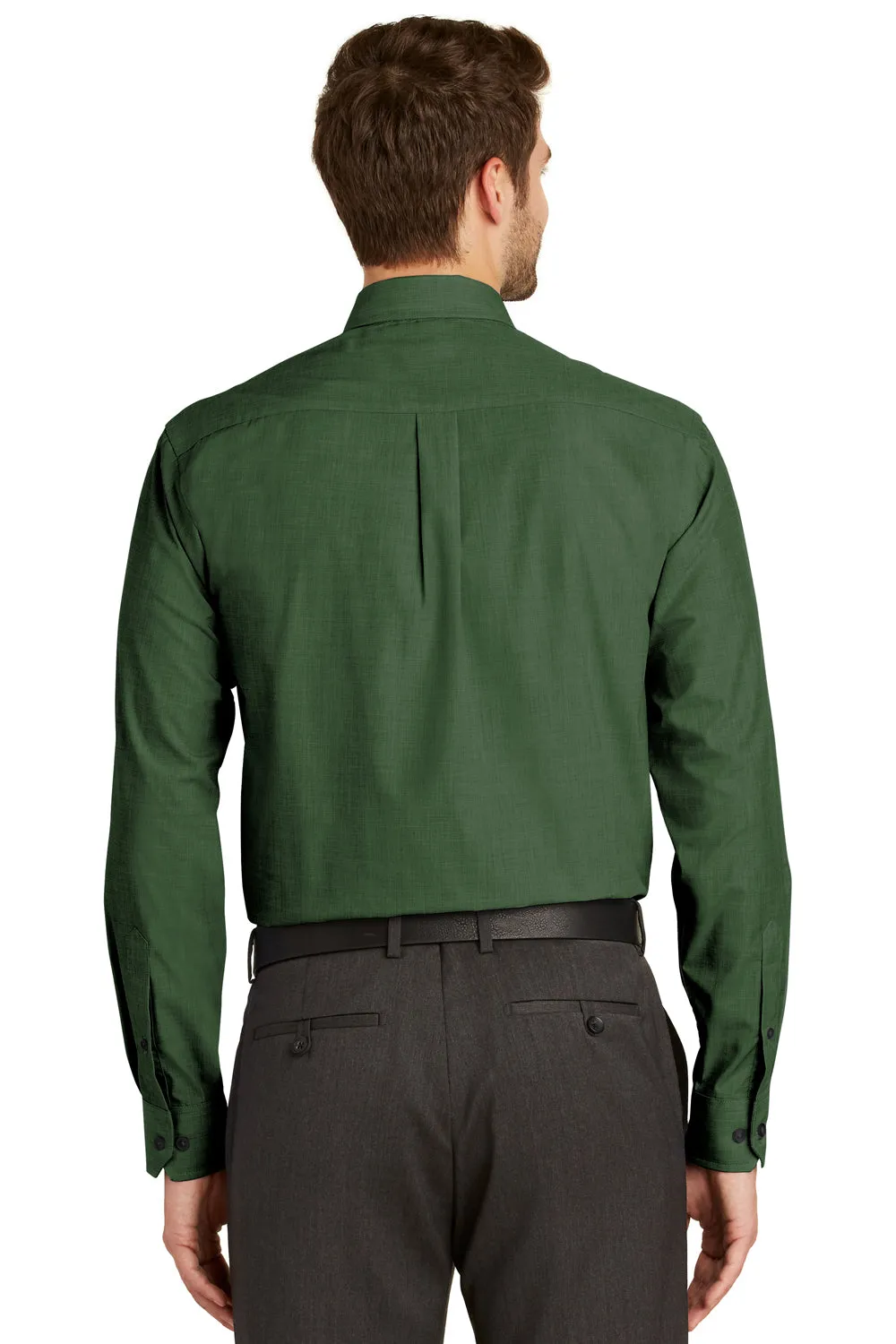 Port Authority Mens Easy Care Wrinkle Resistant Long Sleeve Button Down Shirt w/ Pocket - Dark Cactus Green - Closeout  Premium quality Clothing Port-Authority